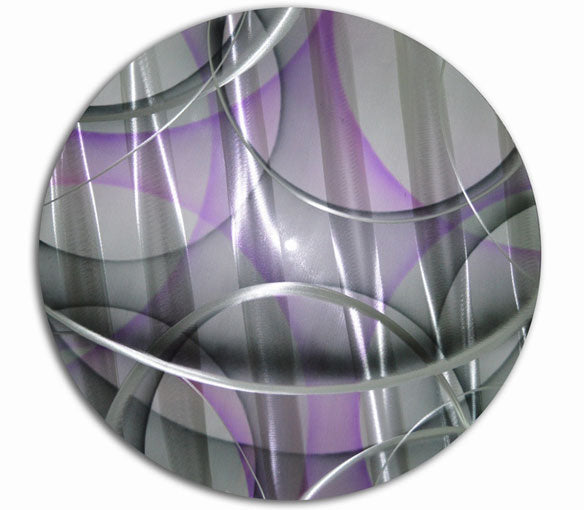 Large Round Handpainted Abstract Craze On Aluminium