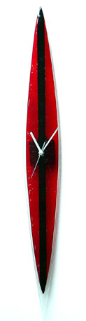 Red With Black Stripe Fusion Glass Wall Clock