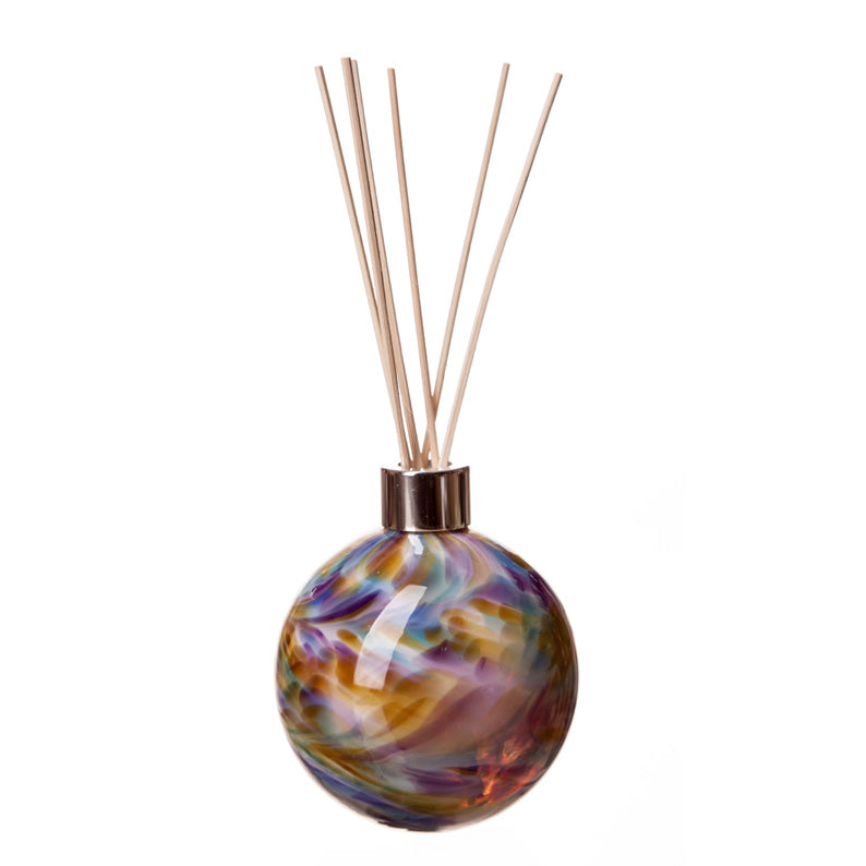 Hand Blown Glass Diffuser In Violet, Blue And Yellow