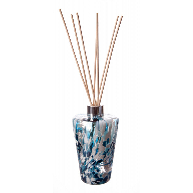 Handcrafted Glass Diffuser In Turquoise And White