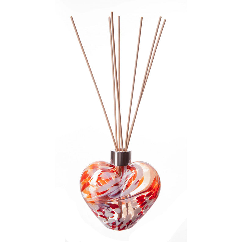 Heart Shaped Red And White Hand Blown Glass Diffuser