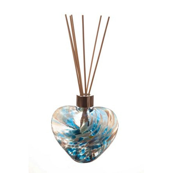 Glass Heart Diffuser In Turquoise And White