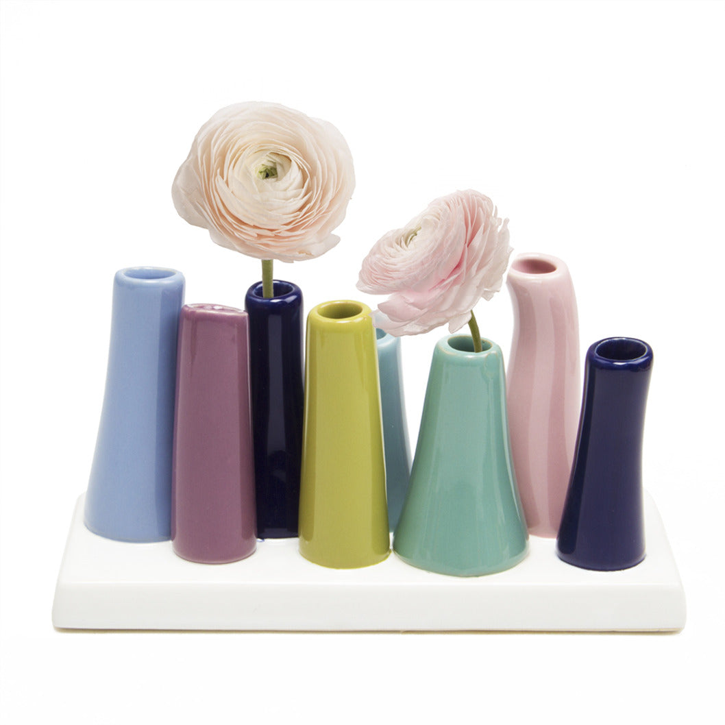 Serenity Set Of 8 Tube Bud Vases