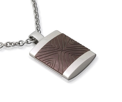 Brown Ip Plated Abstract Design Titanium Pendant