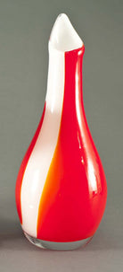 Abstract Design Vase In Red And White