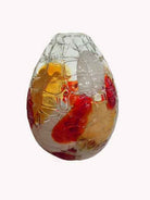 Red, White and Amber Abstract Glass Vase