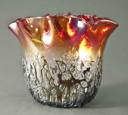 Flame Red Metallic Design Abstract Glass Vase