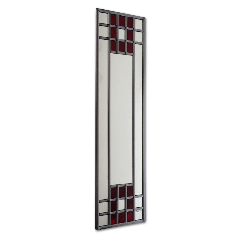 Decorative Wall Mirror With Wine Red Squares