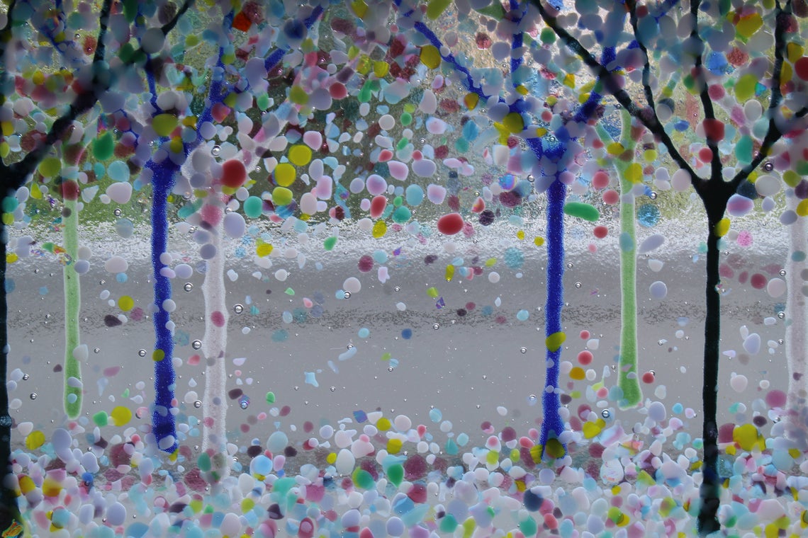 Woodland Trees Hand Crafted Fused Glass Art