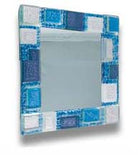 Turquoise and Silver Glass Mirror