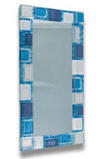 Turquoise and Silver Glass Mirror