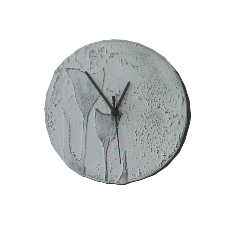 Round Grey Fused Glass Wall Clock With Raised Tulip Design