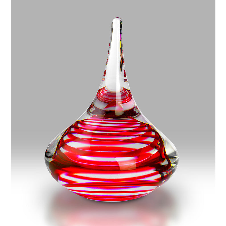 Red Rings Vortex Glass Paperweight