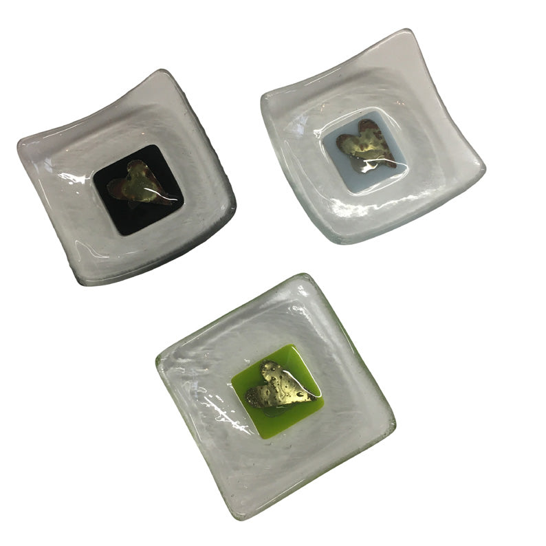 Set Of 3 Fused Glass Trinket Dishes - 7X7Cm