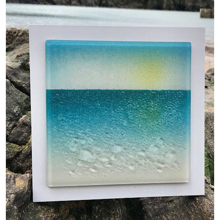 Contemporary Beach Themed Fused Glass Wall Panel
