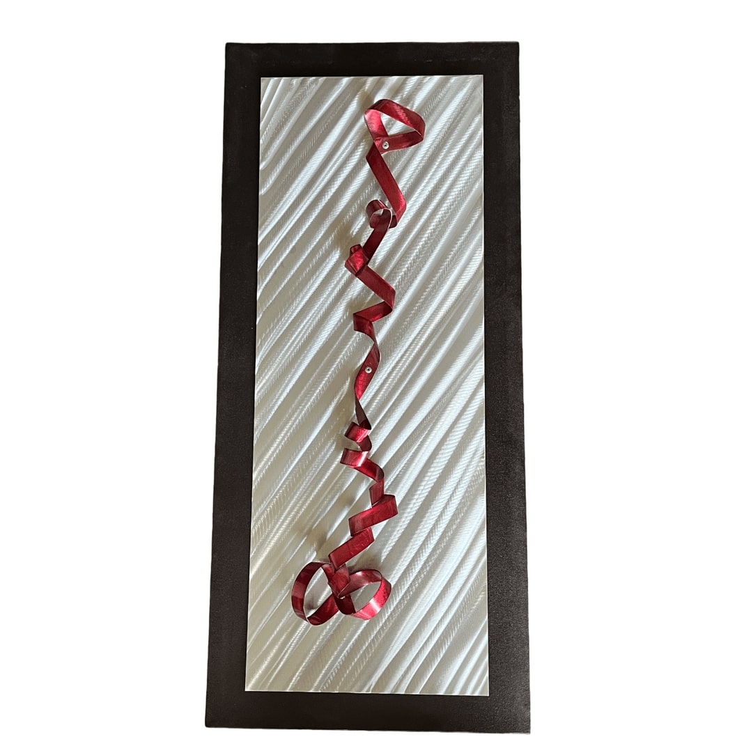 Eye-Catching Metal Red Ribbon Wall Hanging