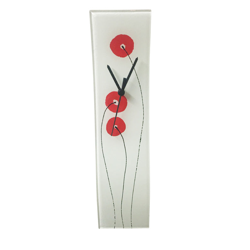 Red Flower Curvaceous Glass Wall Clock