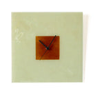 Creamy White And Brown Hoops Glass Wall Clock