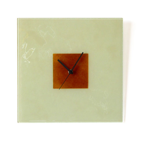Creamy White And Brown Hoops Glass Wall Clock